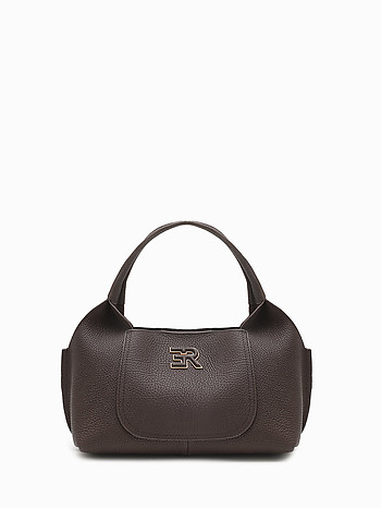 Компактный шоппер из натуральной кожи коричневого цвета Ermanno Firenze 12402303 dark brown