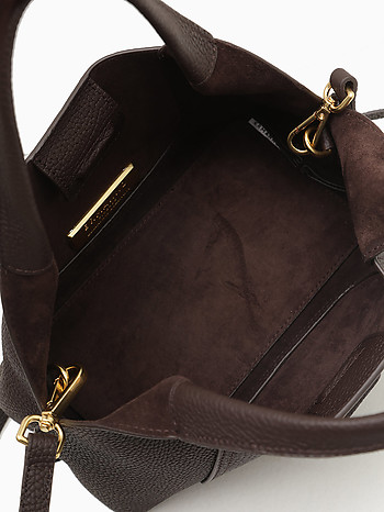 Компактный шоппер из натуральной кожи коричневого цвета Ermanno Firenze 12402303 dark brown