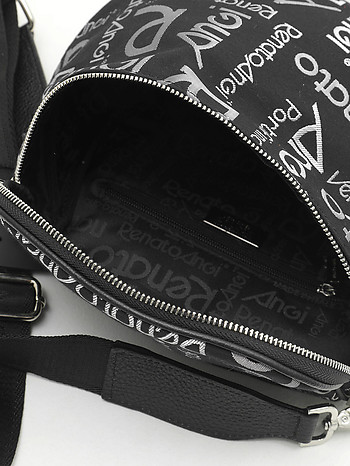 Сумка через плечо с клапаном на молнии из ткани чёрного цвета Renato Angi 3051742-90 black